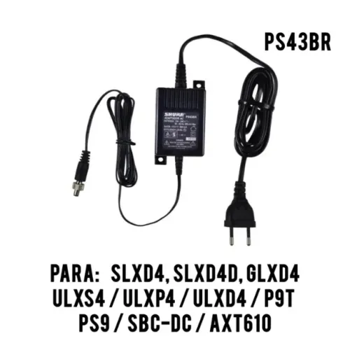 Fonte 15v de alimentação Sistemas Sem Fio Shure PS43BR Bivolt