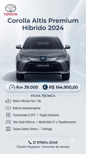 Toyota Corolla Altis Prem. Hybrid 1.8 Flex AUT 2024