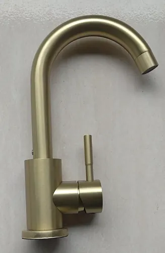 Torneira monocomando ricurva em aço inoxidável 304, acabamento em ouro escovado