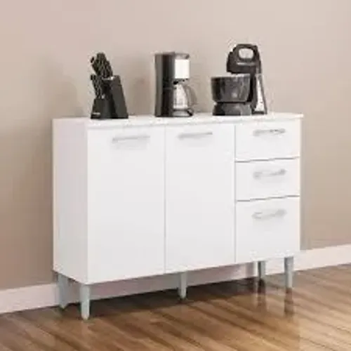 Balcão de Cozinha 3Pts 2Gv Branco Poquema - Entrega Rápida!