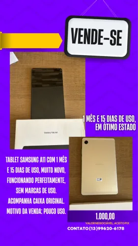 Tablet Samsung A11 com 1 mês e 15 dias de uso