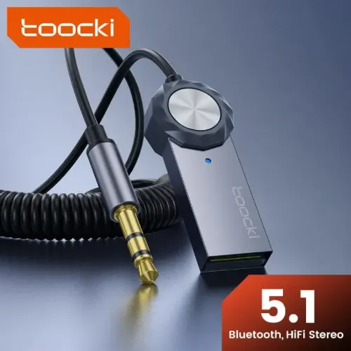 Adaptador Bluetooth 5.1 Toocki P2-USB para Som Automotivo
