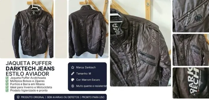 Jaqueta estilo Puffer/bobojaco Marrom - Darktech