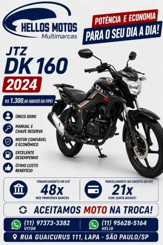 JTZ DK160 2024 aceito moto na troca fin 48x aceito cartão 12x 18x 1.8%