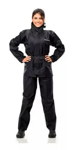 Capa De Chuva Feminina Pantaneiro 1100 Nylon Preta Motociclista