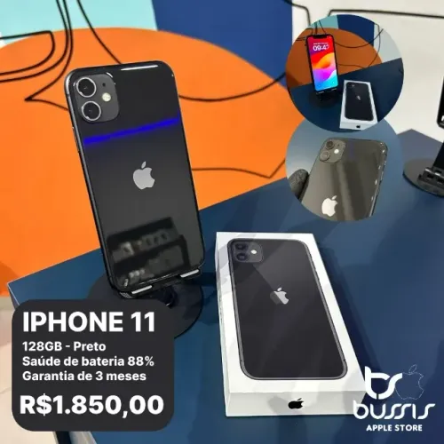 Iphone 11 64 Gigas Preto semi novo / Sem detalhes / Garantia pela Loja