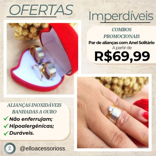 Par de alianças Banhadas a Ouro
