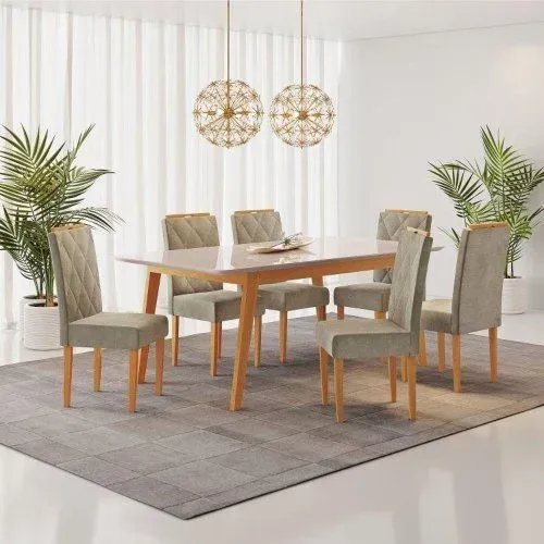 Conjunto Sala de Jantar Mesa Elegance com 6 Cadeiras