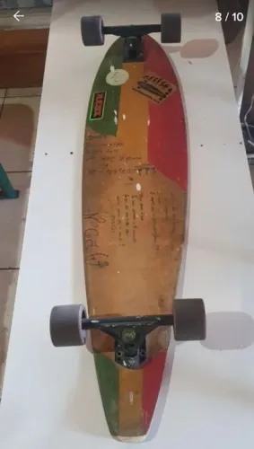 Longboard truck invertivo rolamentos ok rodas ok otimo estado