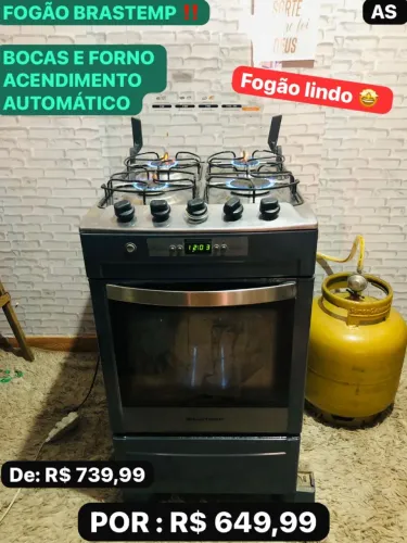 Fogão Brastemp 4 bocas automático preto