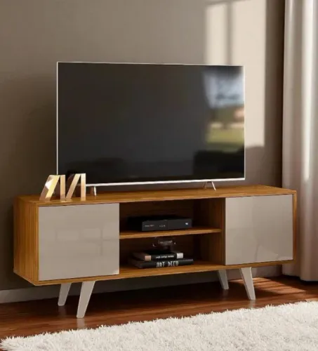 Em estoque o melhor rack da jc moveis rack liz na cor fendi naturale