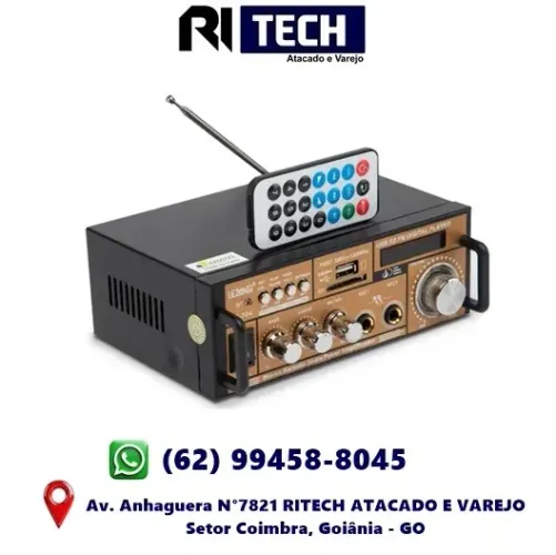 Amplificador Áudio Receiver 200w Bluetooth Usb Fm Karaokê Módulo