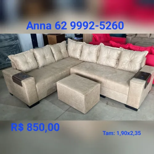 Sofá de canto com puff - 1,90x2,35m