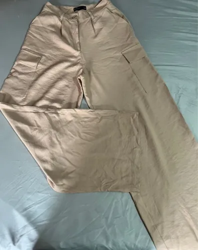 calça wide leg cargo bluesteel nova
