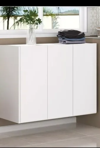 Armário de lavanderia de parede branco 3portas 