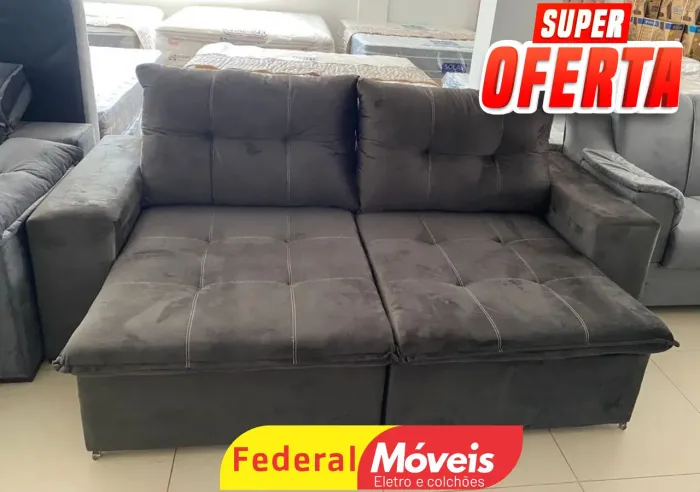 Sofá Retrátil para Sala 2,00m Veludo - Peça o seu!!