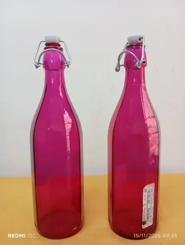 kit c/2 Garrafas De Vidro Italiana Bormioli Rocco - Rosa Fucsia