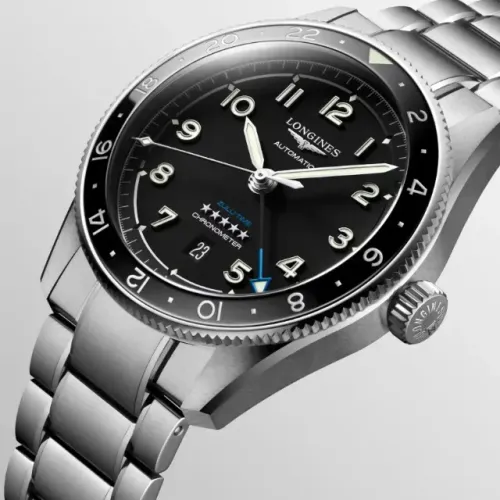 Relógio Longines Spirit Zulu Time Gmt Automático Preto Mate L3.812.4.53.6