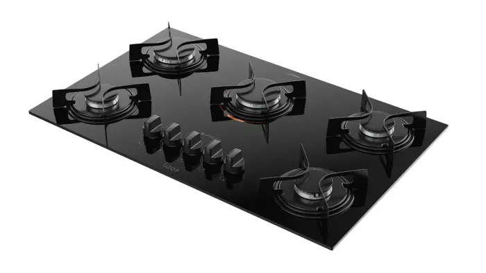Cooktop Atlas 5 Bocas Vidro Preto