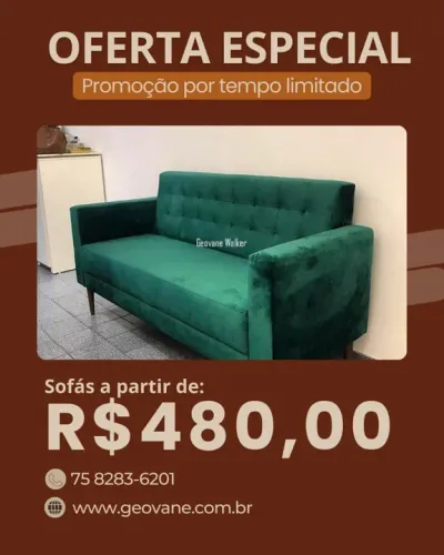 Sofá 3 Lugares Verde - Oferta Imperdível!
