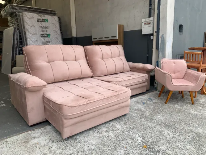 Estofado Retrátil e Reclinável + Poltrona Rose Queima de Estoque 