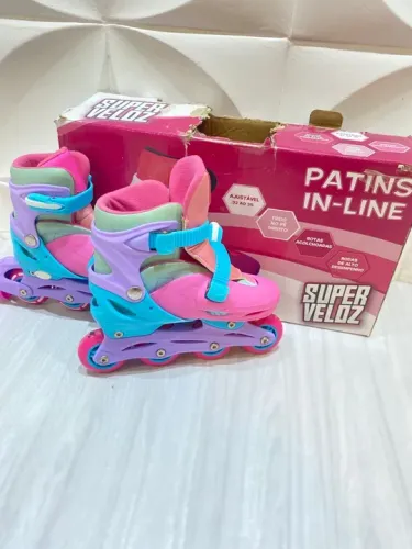 Patins Inline Infantil Ajustável Super Veloz Role