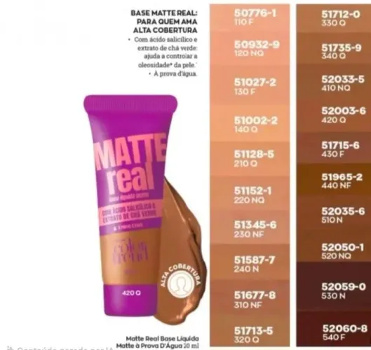 Base matte real Avon 