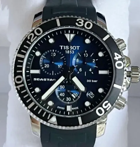 Tissot Seastar 1000 de quartzo cronógrafo masculino de aço inoxidável