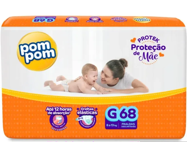 Promoção Fralda Descartável Pompom G 68 e XG 60