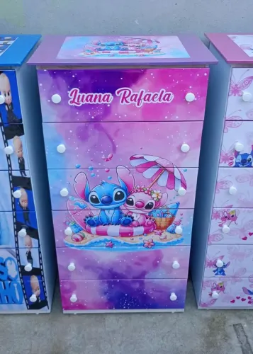 Cômoda Infantil Personalizada Feminina 6 gavetas 