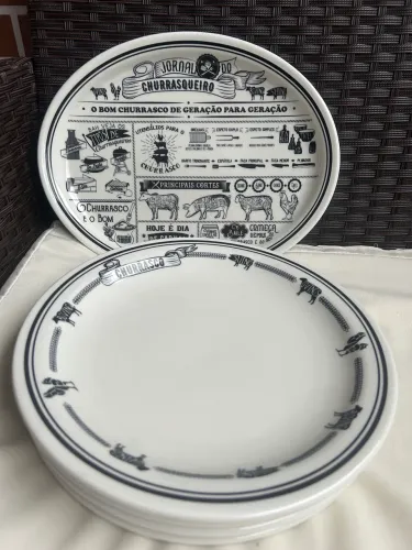 Conjunto de pratos para churrasco com travessa Oxford