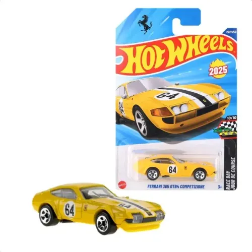 Carrinho Hot Wheels Ferrari 365 Competizione Escala 1:64 Amarelo