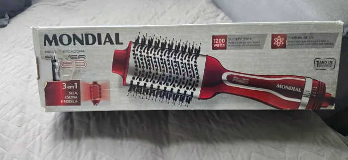 Escova secadora (seca, escova e modela) silver red line