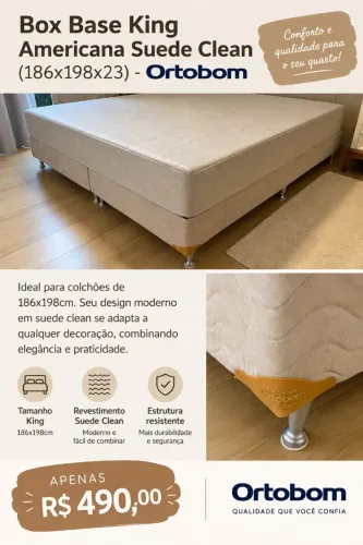Box Base King Americana Suede Clean (186x198x23) - Ortobom