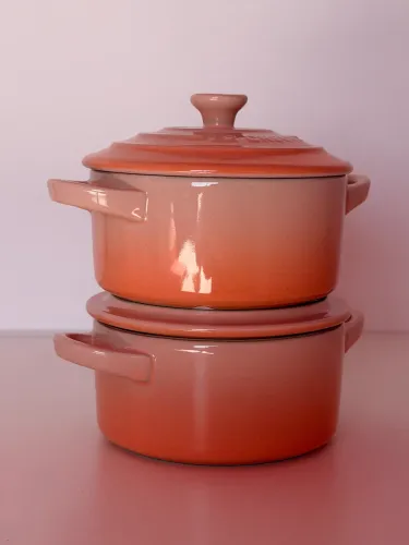 2 mini cocotte le creuset cerâmica peche