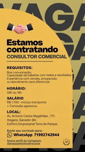 VAGA VENDEDOR COMERCIAL