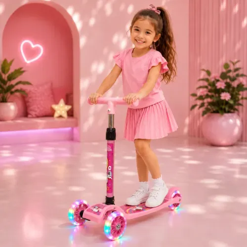 Patinete 3 Rodas Led Infantil Feminina- Rosa