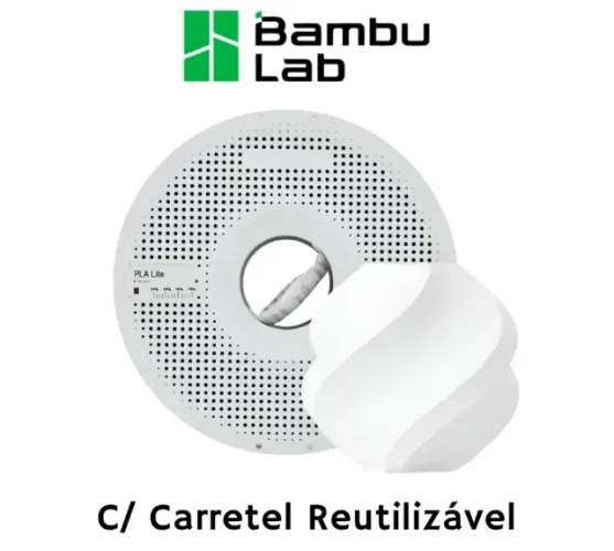 Filamento 3D Bambu Lab PLA Lite - 1kg Branco com Carretel Reutilizável