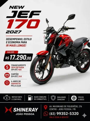 Shineray JEF 170 0km 2027 - Financiamento Sem Entrada em até 48x