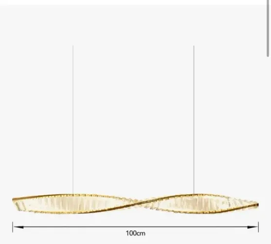 Lustre Pendente 100cm 3 Cores Cristal Dourado Pd2335
