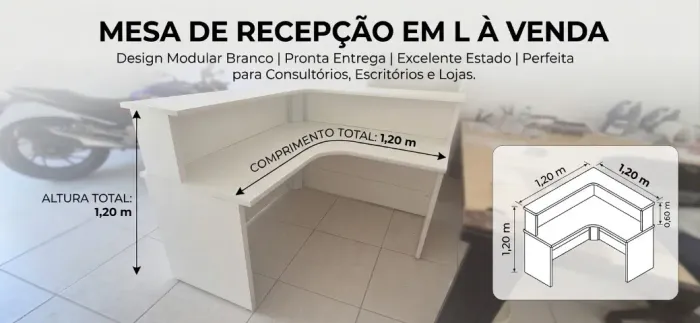 MESA DE RECEPCAO EM L A VENDA (BRANCA)