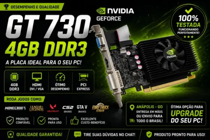 ?Placa de Video NVIDIA GeForce GT 730 4GB DDR3 - Excelente Estado