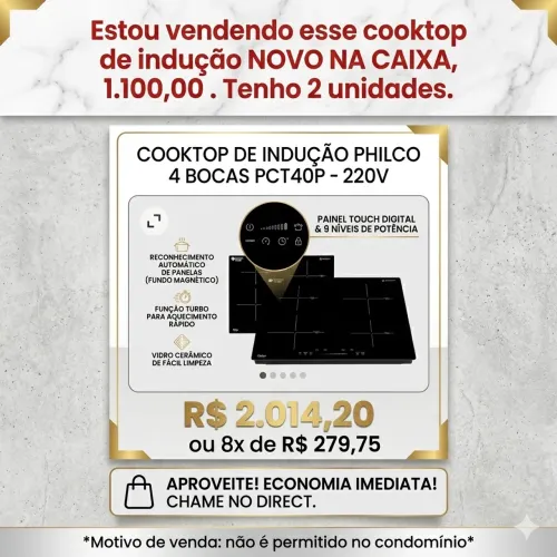 Cooktop de indução Philco 4 bocas PCT40P - 220v