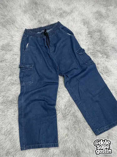 Calça Jeans Cargo Azul Escuro | Tamanho GG | Modelagem Confortável