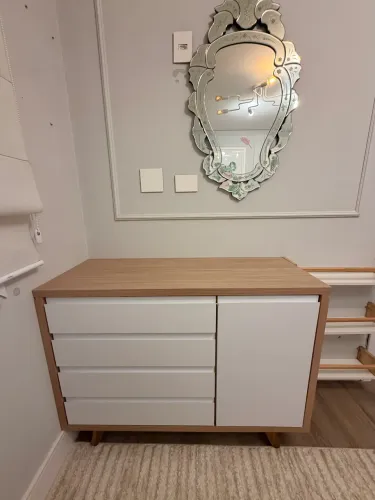 Conjunto de Quarto Sob Medida - Cômoda + Espelho Provençal + Banqueta Dourada