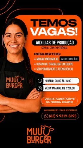 Vaga Auxiliar de Produção Com ou Sem experiência