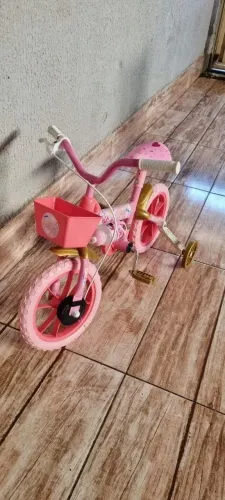Bicicleta Menina Aro 12 Princy Rosa Com Rodinhas E Garrafa Original Suporta até 28Kg