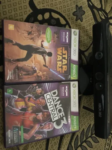 sensor kinect xbox360 com 2 jogos originais
