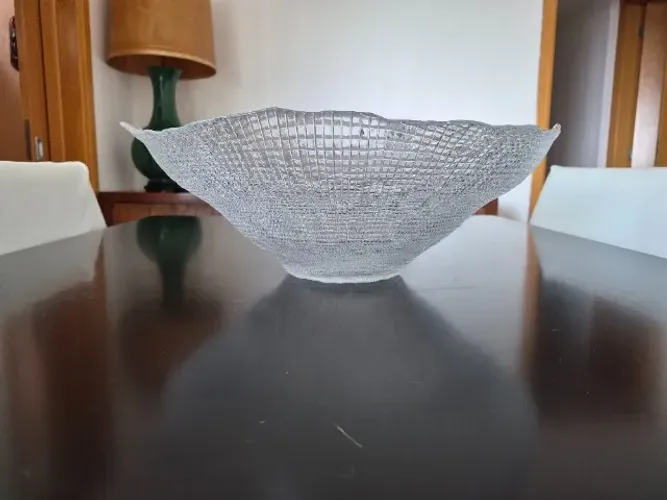 Centro de Mesa / Fruteira em Vidro Espesso Texturizado - Design Orgânico