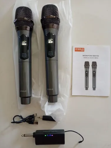 Microfone sem fio recarregável (Duplo)